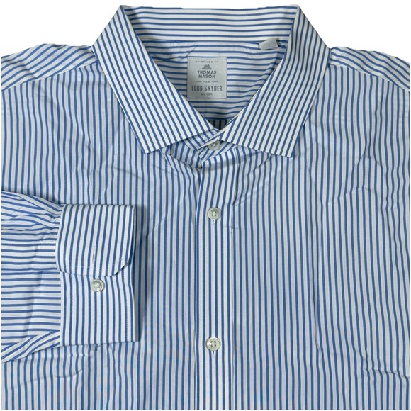 Todd Snyder Other - Todd Snyder x Thomas Mason Mens 18 Blue Striped Button Up Dress Shirt SH2004216